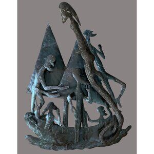 SADRO Haitian Metal Art Recycled Oil Drum Sculpture Folk Caribbean Serpent